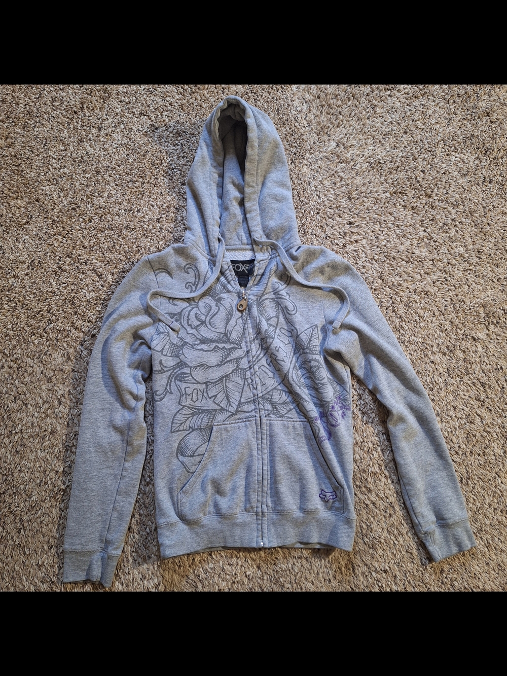 Vintage Fox Racing Y2K Tattoo Graphic Full Zip Hoodie Jacket Size Medium